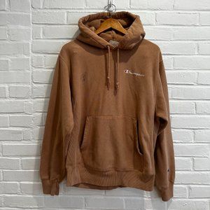 Champion Reverse Weave Hoodie Sweatshirt Tan Pink Men's Medium